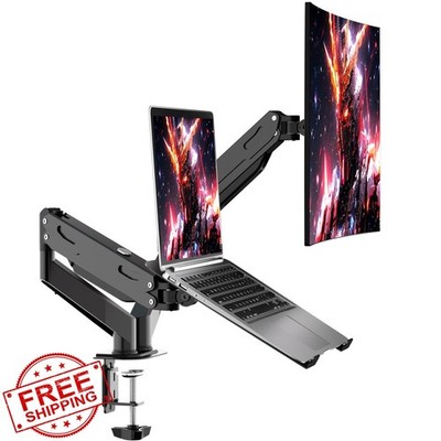Pholiten Dual Monitor Laptop Mount, Gas Spring Arm, VESA 75/100mm, Up to 32'' ...