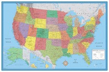 48x78 Huge United States, USA Classic Elite Wall Map Laminated 48x78 LAMINATED