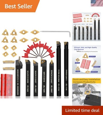 Indexable Lathe Turning Tool 21Pcs Kit 1/2'' 12mm Shank 7 Pcs Metal Lathe Too...
