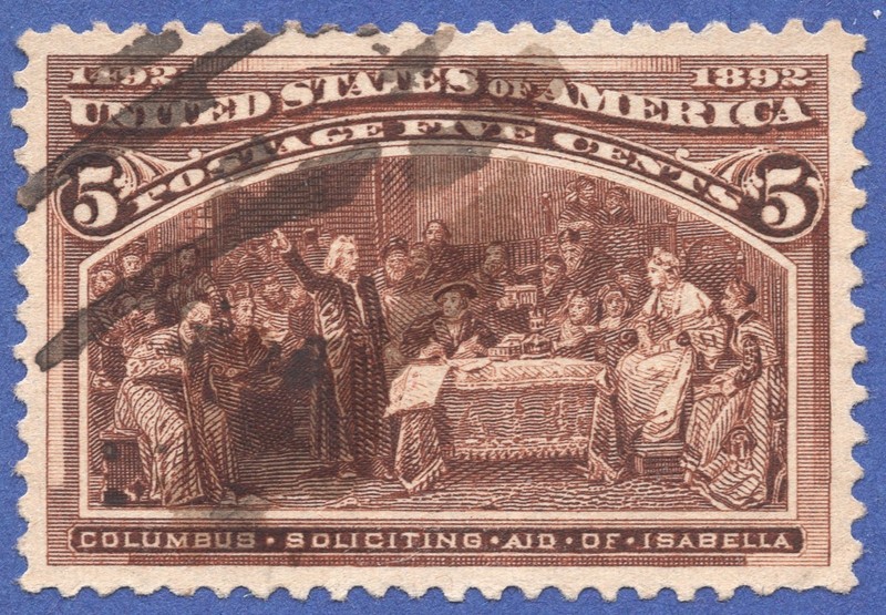 [AC01] USA 1893 Scott#234 used 5¢ chocolate Columbus issue