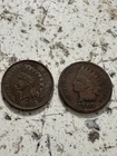 Lot of 2 Indian Head Cent Pennies - Various Years.