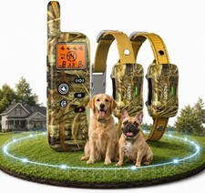 Htcuto Wireless Collar Dog Fence System 2 Dogs Electric GT1 Camouflage 3500ft