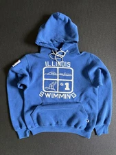 1980s Vintage Russell Athletic Hoodie XS Blue 80s "Illinois Swimming"