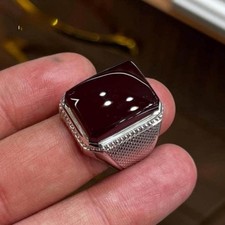 Men  s Blood Red Yamni Agate Ring 925 Sterling Silver Vintage Signet Ring Gift fo