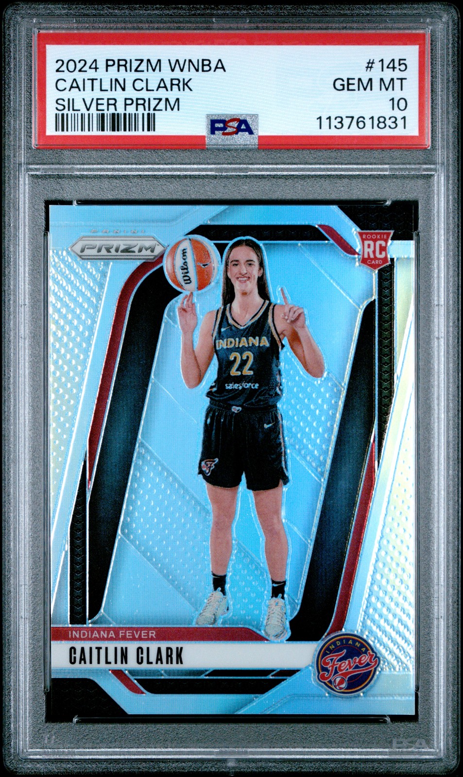 2024 PANINI PRIZM WNBA SILVER PRIZM #145 CAITLIN CLARK ROOKIE RC PSA 10