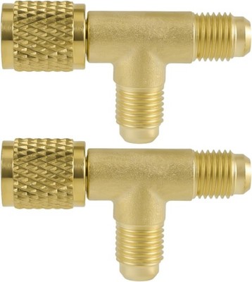 2pcs 1/4'' Brass SAE Quick Coupler Access Tee for Vacuum Pump Manifold 