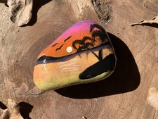 Hand Painted Rock Beach Scene
