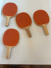 4 vintage wooden table tennis ping-pong paddles orange unbranded