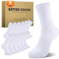 Sportsocken Herren Damen 6Er Pack Schwarz Weiß Grau Gepolstert Laufsocken
