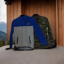 2 For 1-Eddie Bauer Kids Quest Camo / Blue Fleece 1/4 Zip Pullover Jacket, - M