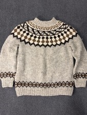Vintage Hilda Ltd Icelandic Natural Wool Nordic Pattern Sweater Mens Medium