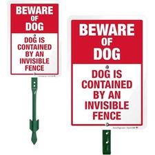 Durable 10x7 Beware of Dog Sign with Bend-Proof Stake - Home Security Essential