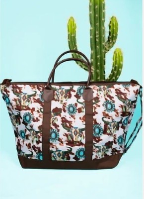 NWT Rancho Western NGIL Weekender Canvas Tote Bag Double Handles/Strap Zipper