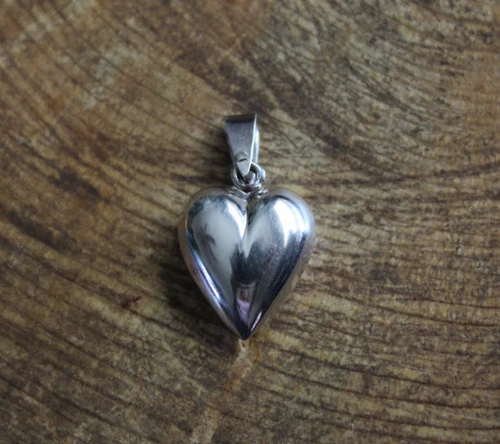 Sterling Silver Puffed HEART Pendant 1" NWOT