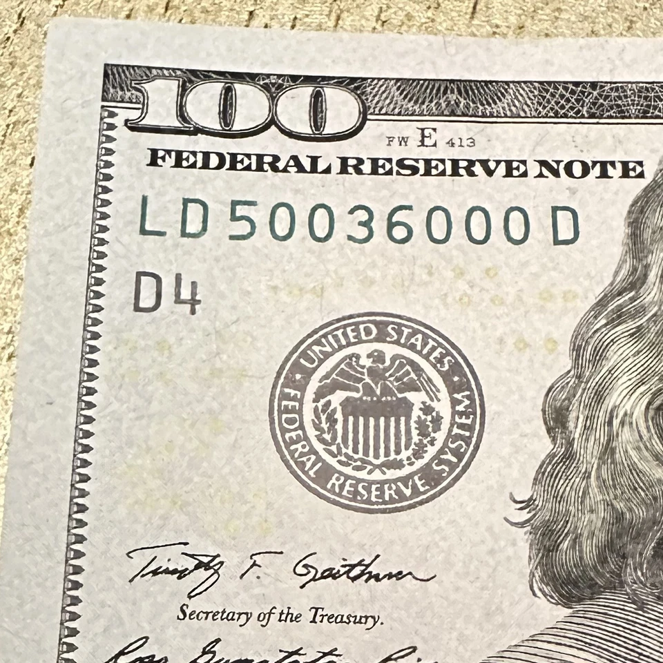 $100 Dollar Bill 2009 -A Series RARE & Very FANCY Five-0's UNCirculated - Image 3 of 4