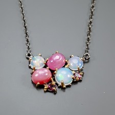 New Arrived jewelry Natural Opal Necklace 925 Sterling Silver 17"/N28497