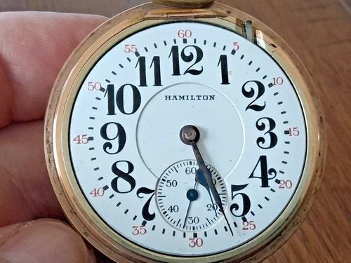 VTG ANTIQUE HAMILTON POCKET WATCH GOLD FILLED 21J MOV # 992 PARTS REPAIR RESTORE