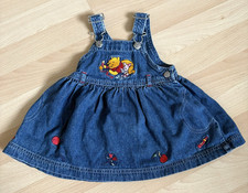 Vintage Disney Store Winnie the Pooh Denim Overalls Dress 6 Months Embroidered