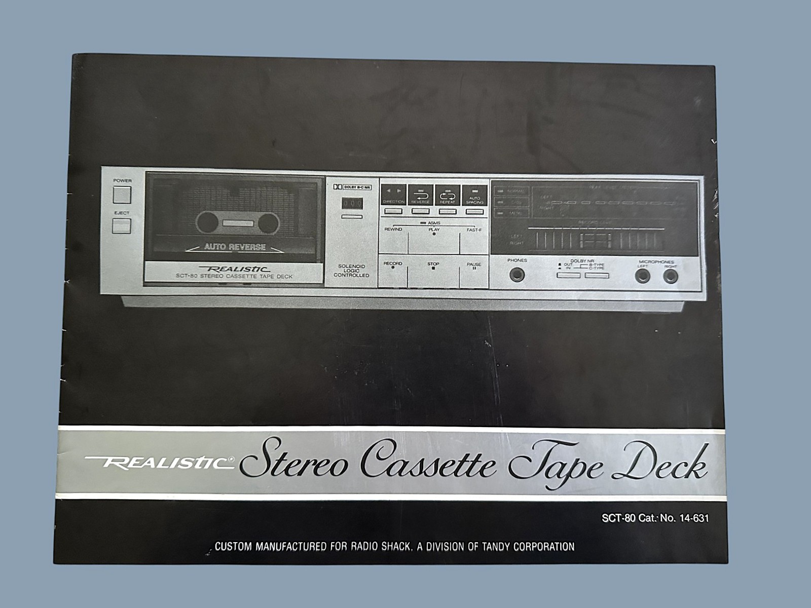 Realistic SCT-80 Stereo Cassette Tape Deck User/Owner Manual - Excellent