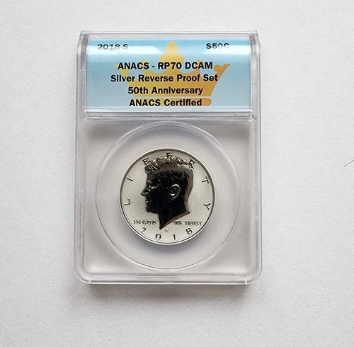 2018 S REVERSE PROOF KENNEDY SILVER HALF DOLLAR RP70 50th ANNIVERSARY DCAM