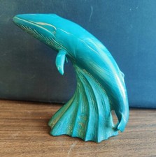 Cook Co. Aqua Teal 6-3/4" Whale Marble Sculpture
