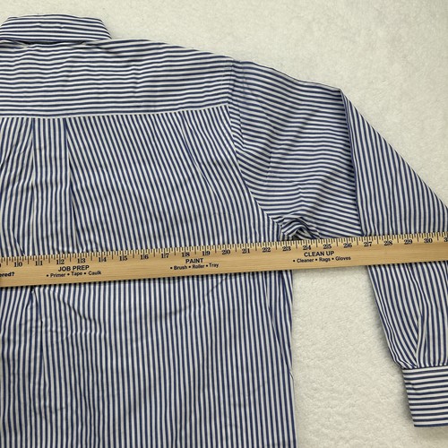 Cutter & Buck Shirt Mens Medium Button Down Striped Blue White CB Crest Logo - Picture 8 of 11