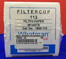 1 BOX - WHATMAN SCHLEICHER & SCHUELL 1600-113 COLE-PARMER 29824-06 FILTERCUP 113