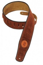 Levy's MSS3 2.5in Suede Guitar strap with Black piping, Rust