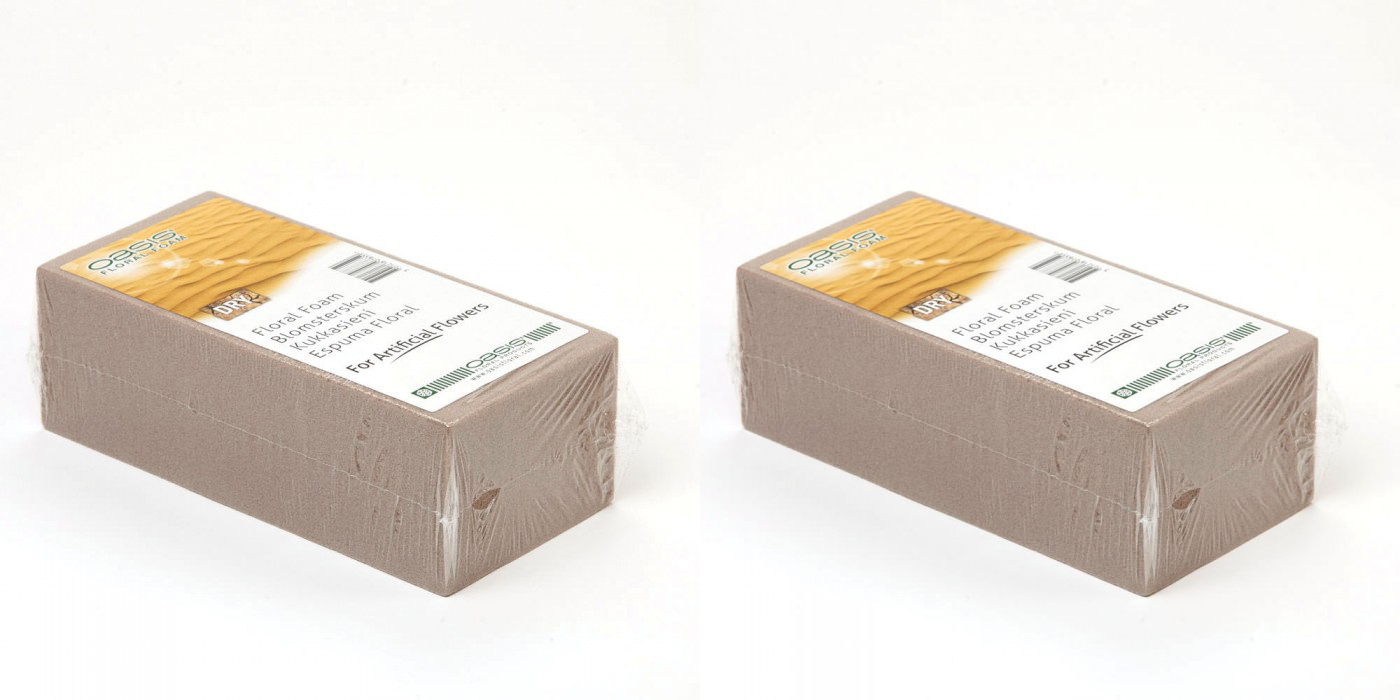 2x Oasis SEC Dry Floral Flower Plant Craft Foam Brick - 23cm x 11cm x 8cm