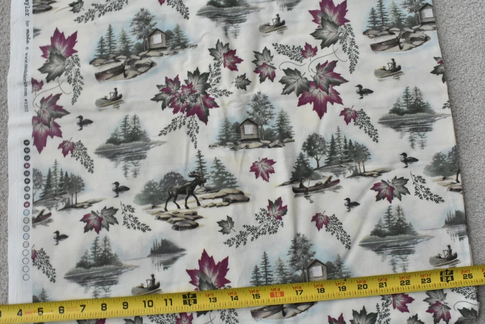 By 1/2 Yd, "Canoe Country" Scenes on Cream Flannel, Moda, Holly Taylor, P8943 - Image 3 of 4