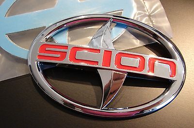 Scion Silver Chrome Front Rear Emblem Badge Decal 3M BACK FRS TC XA XB XD
