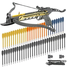 KingsArchery Crossbow Pistol Self-Cocking 80 LBS Adjustable Sights 63 Arrows