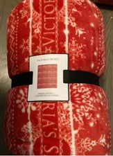 Victoria's Secret Plaid Sherpa Blanket Throw, 50” X 60”, New