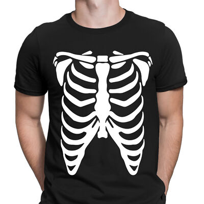 Skeleton Ribs Halloween Ribcage Bones Horror Scary Funny Mens T