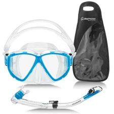 Rapido Italian Design Perfect View Pano Scuba Snorkel Mask Dry Snorkel Set + Bag