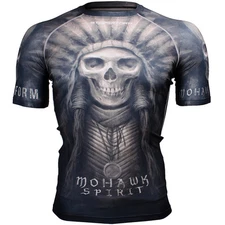 FX-302K MOHAWK SPIRIT -Black Short Sleeve Compression Base layer MMA Rash guard