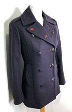 Rag & Bone Aubergine Wool Fitted Double Breasted Pea Coat Xs Uk 6 8 Vgc Reefer