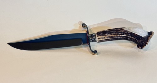 Linder Classic Stag Crown Bowie Knife 206820 NOS Mint Solingen German Bone NIB - Picture 4 of 11