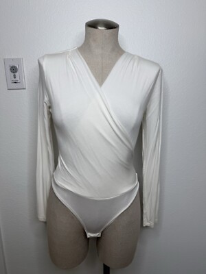 Final Touch White Long Sleeve Bodysuit Small NWOT