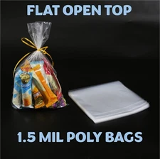 15x30" Clear Poly Bags Lay-Flat Open Top End 1.5-Mil Case LDPE Plastic Packaging