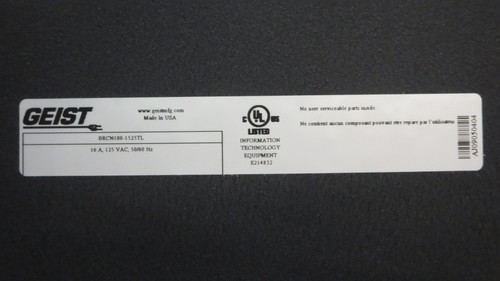 GEIST BRCN100-1525TL 20A/120V Basic Non-Surge PDU; 15ft Cord; NEMA Twist Lock - Picture 5 of 6
