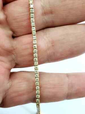 $4000 14K Solid Yellow Gold 2.00 CT Round Diamond Line 6.00'' Tennis Bracelet