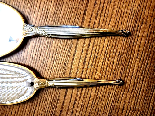 Vtg Hand Mirror Nylon Hair Brush Vanity Set Embroidered Flowers Period-look - Picture 8 of 11