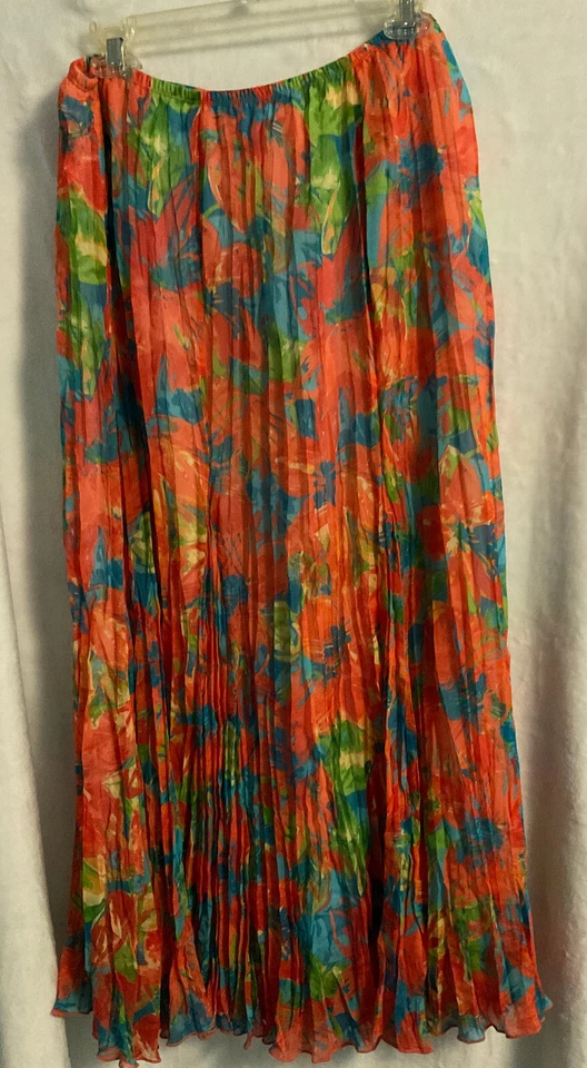 Maxi Falda Larga Ruby Road Peach Multicolor Floral Plisada Poliéster Foto 2 de 4