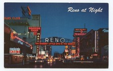 Night Street View Reno Arch Nevada Casino Postcard