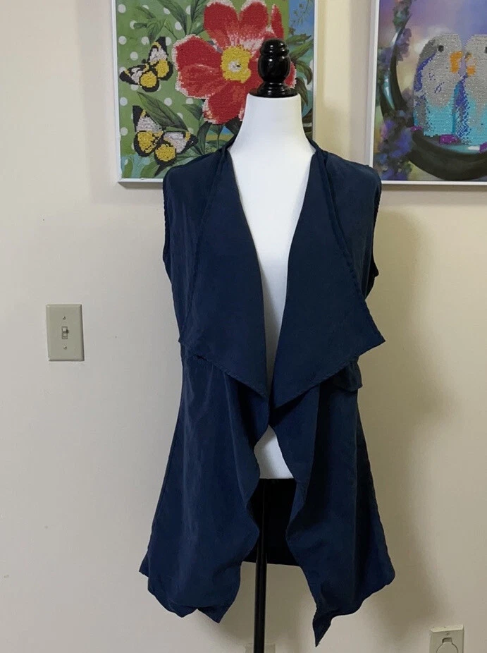 NWOT Live a Little Navy Drape Front Vest US S - Image 2 of 4