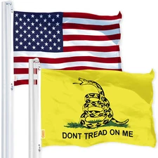 G128 Combo Pack: American USA Flag 3x5Ft & Gadsden Don't Tread On Me Flag 3x5 Ft