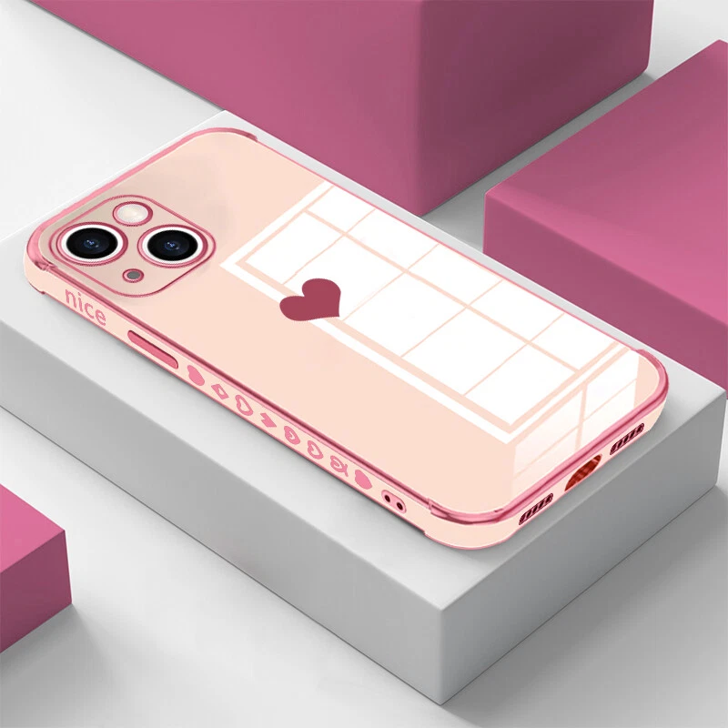 Cute Heart Shockproof Soft Phone Case for iPhone 16 Pro Max 15 14 13 12 11