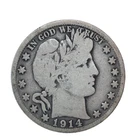 1914-S Barber Half Dollar 50c G- Good 90% Silver Coin #31