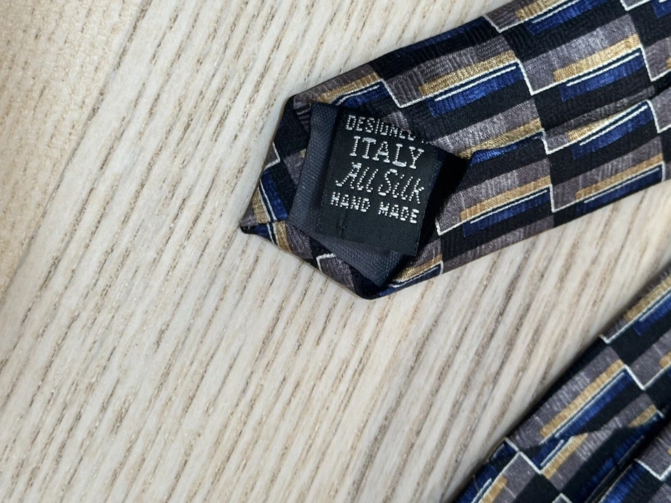 Галстук мужской Patrick James ручной шитье геометрический 100% шелк сделано в США черный 59 дюймов - Изображение 3 из 4